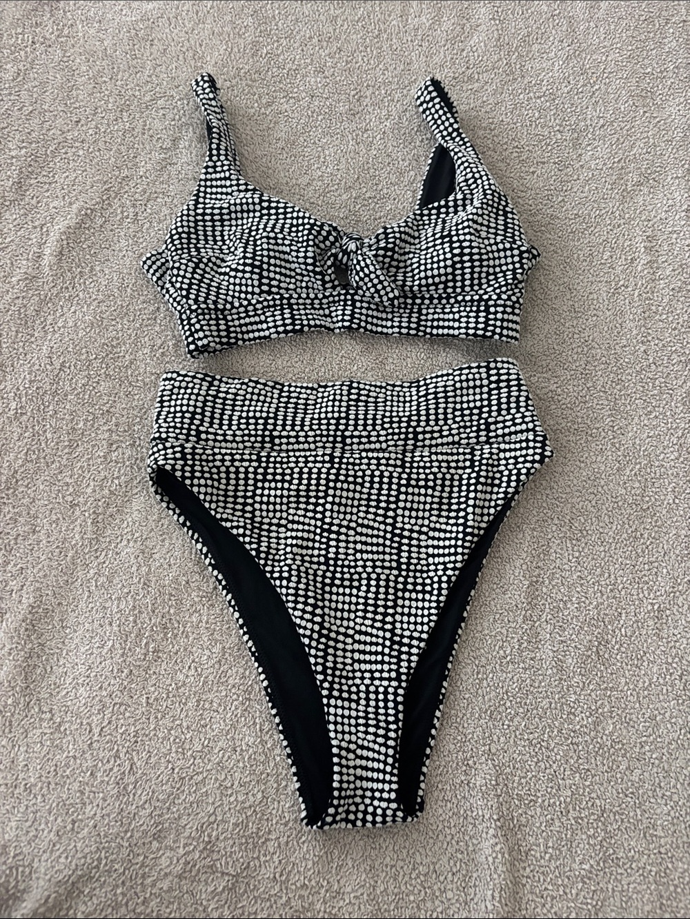 aerie Black and White Dot High-Waist Bikini